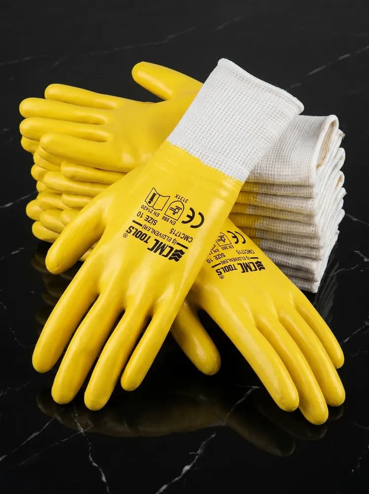 CMC Tools Tam Kapalı Sarı Zebra Nitril İş Eldiveni No:10 (XL) Yağ Geçirmez Eldiven