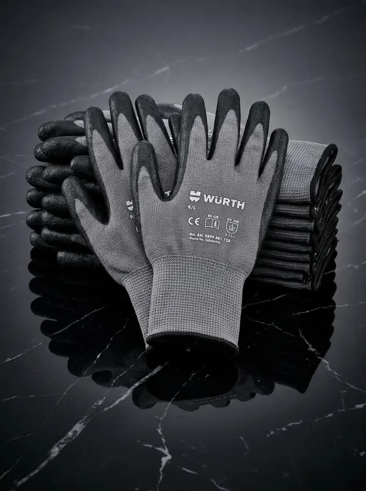 Würth Mekanikçi İş Güvenlik Eldiveni - Nitril Kaplı Hassas Montaj ve Mekanik Eldiveni 9/L ve 10/XL